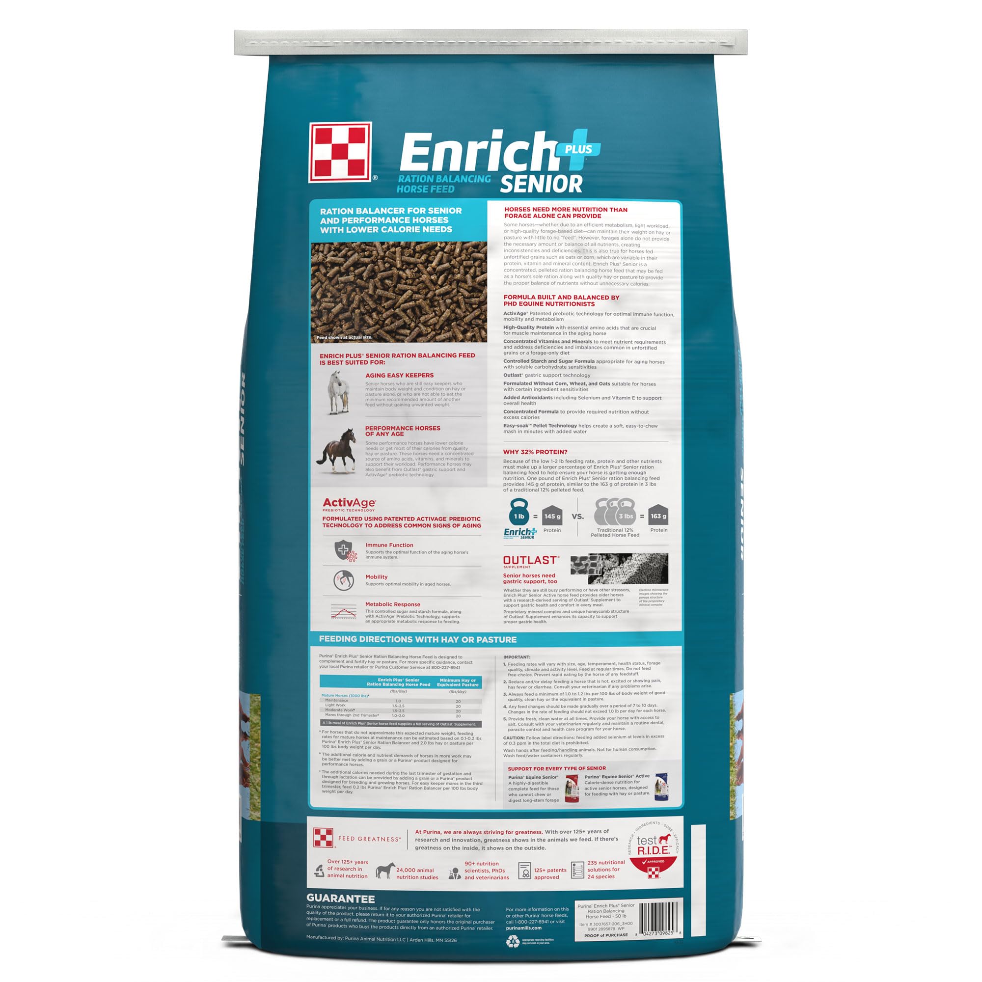 Purina | Enrich Plus Senior Ration Balancing Horse Feed | 50 Pound (50 LB) Bag - Image 3